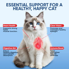 RETPMOSO KittySupps Taurine ingredients close up highlights vitamin E, zinc, and glycine support.