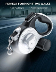 Retractable dog leash anti-slip handle provides secure grip during jogs.