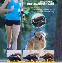 Retractable dog leash one-button brake for quick, simple control on walks.