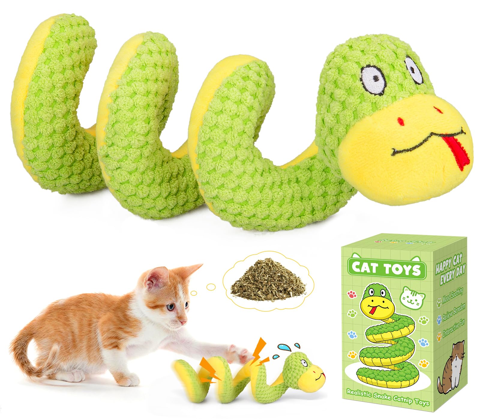 Retro Shaw crinkle snake toy front view invites active play and hunting-like engagement