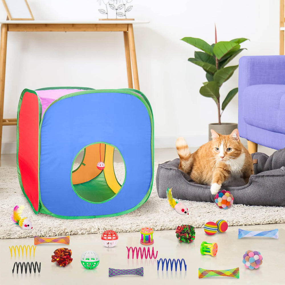Retro Shaw rainbow mice and crinkle balls stimulate active cats