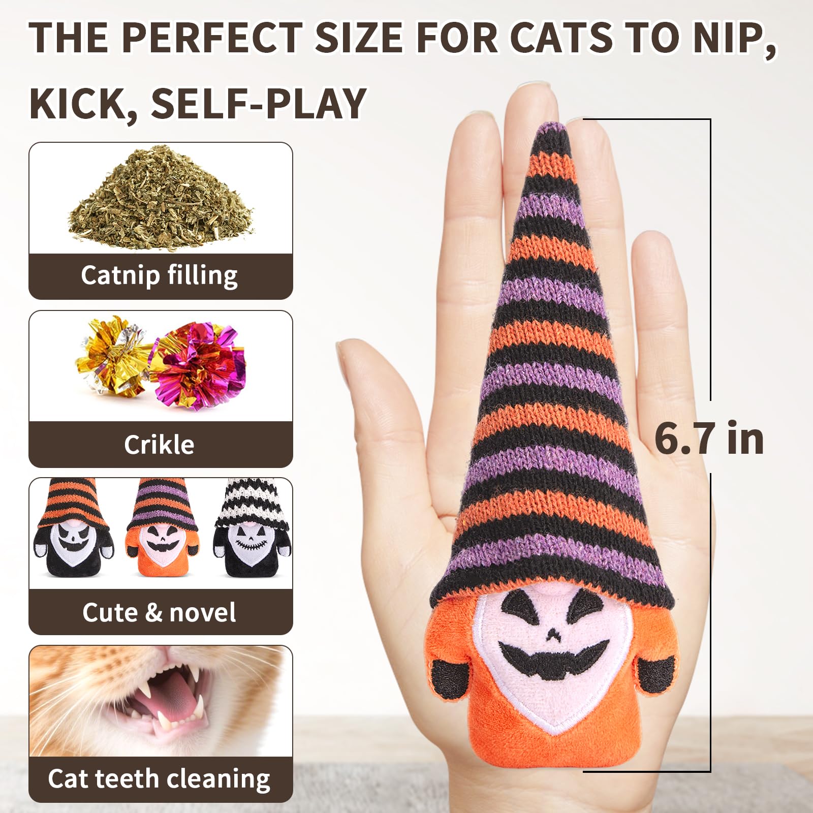 Retro Shaw catnip toy gnome crinkle play 2 promotes exercise and playful chasing