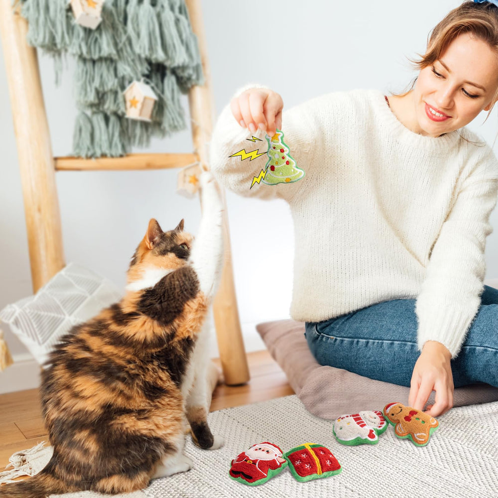 Retro Shaw Christmas cat toys Crinkle Sound feature adds sensory interest during play.