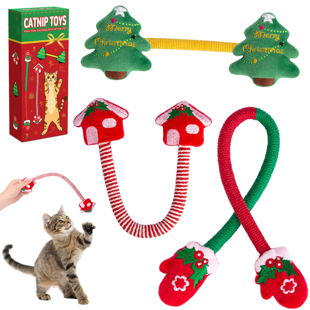 Retro Shaw Christmas Tree catnip toy for festive indoor play and scent-rich fun