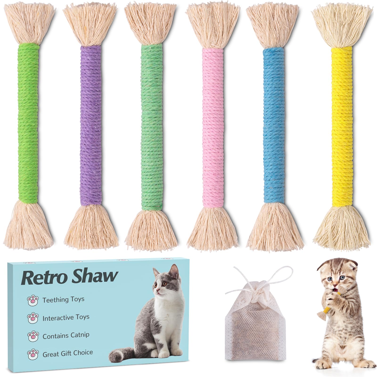Retro Shaw kitten toys 4pcs for interactive play and safe chewing.