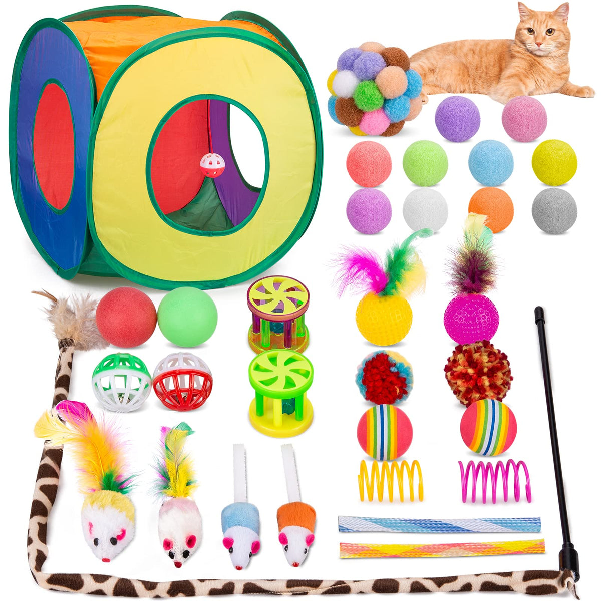 Retro Shaw rainbow cat tunnel for indoor play and exploration