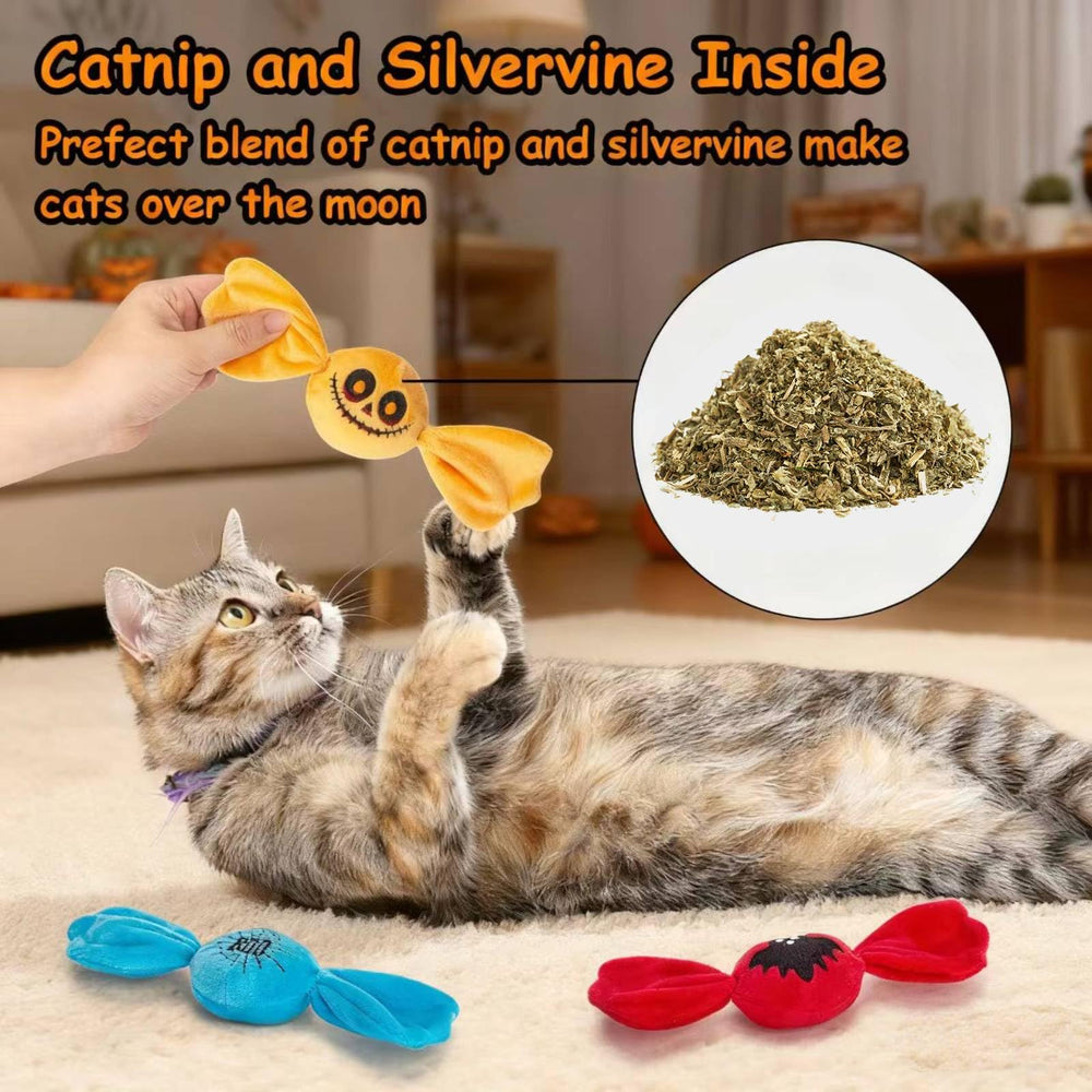 Retro Shaw trick or treat cat toys set designed for kicking tossing and interactive play.