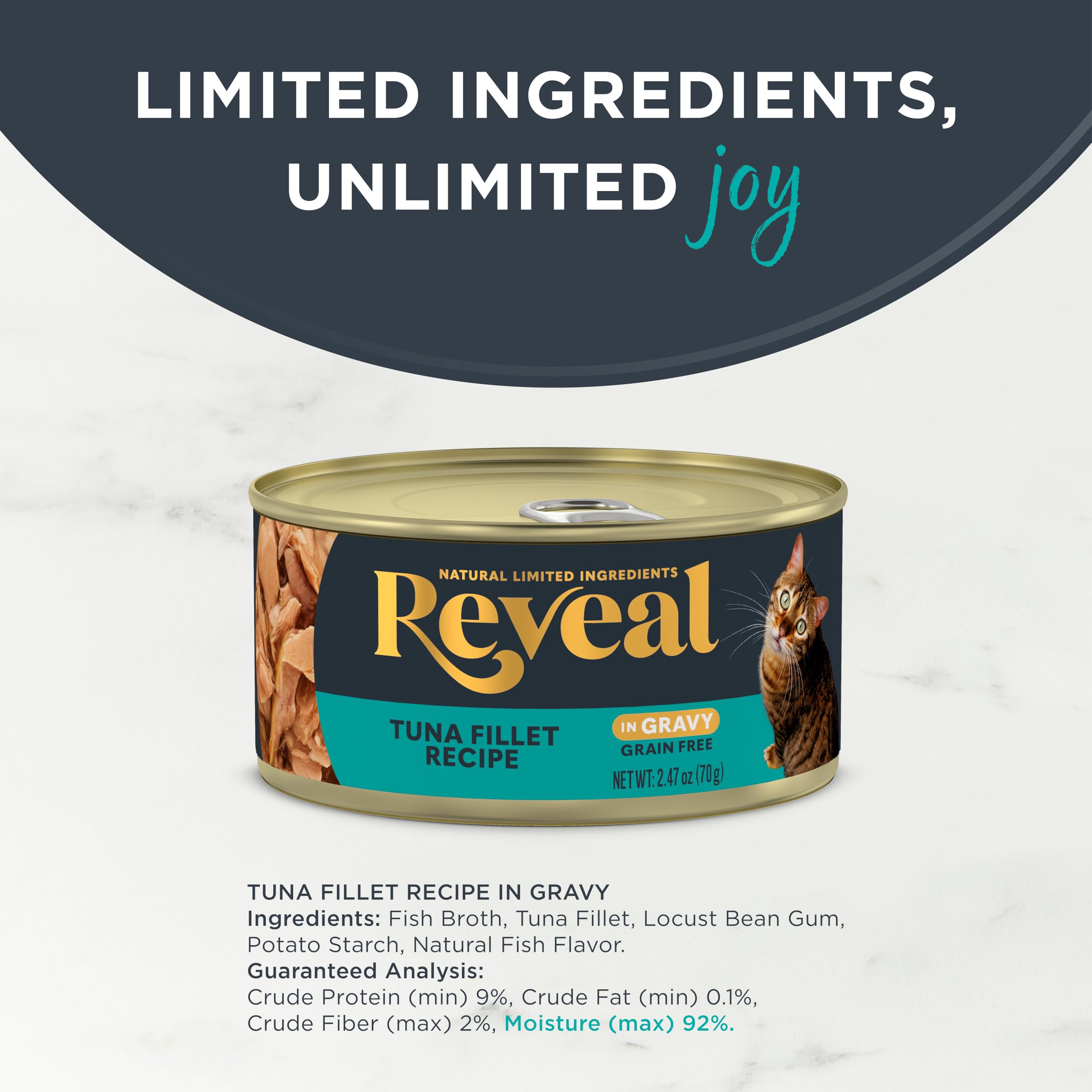 Reveal cat food in gravy texture conveying hydration and flavor