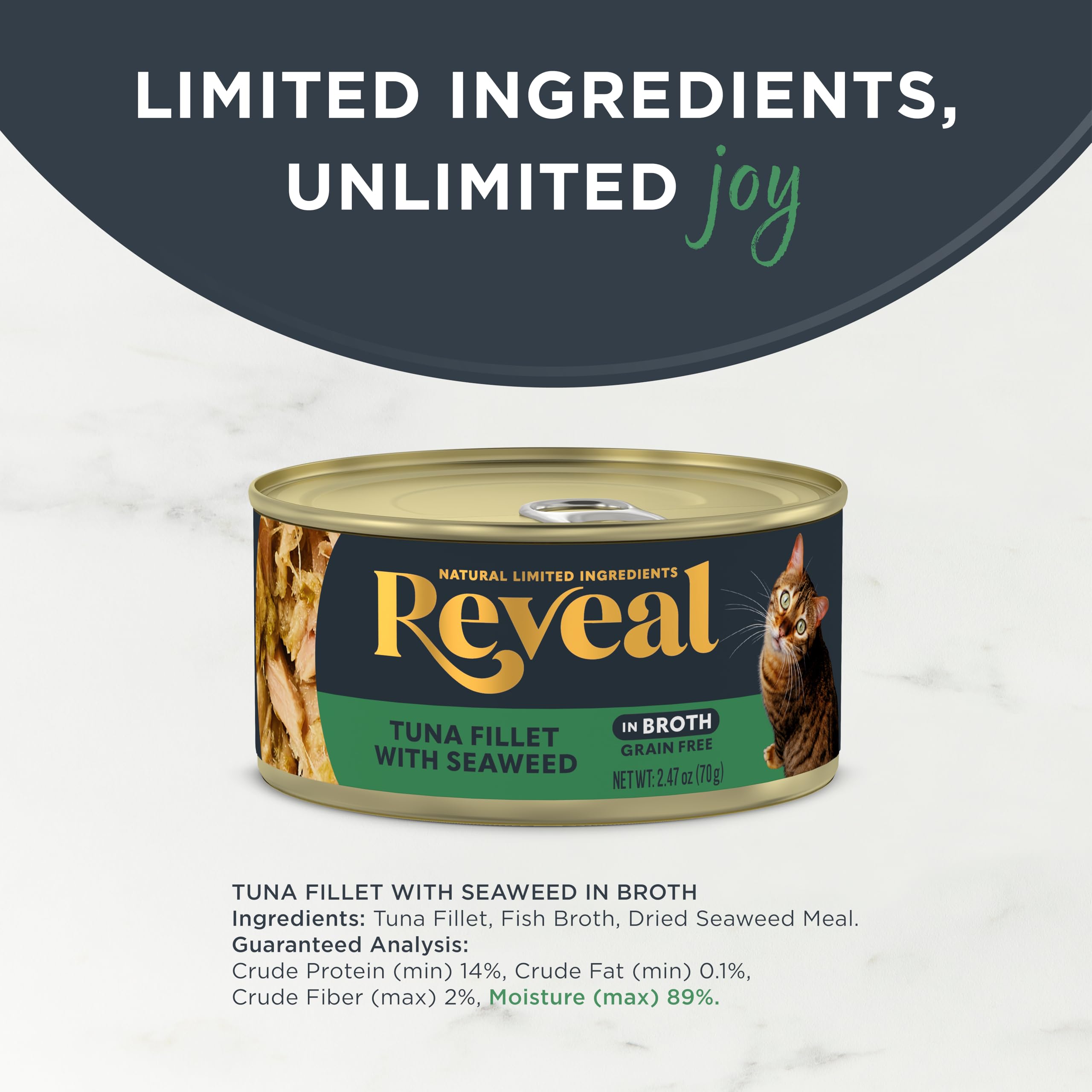 Reveal wet-cat-food-closeup-01 features natural ingredients without artificial additives.