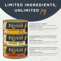 Reveal wet cat food limited-ingredient-chicken-breast can—simple, clean ingredients for cats.
