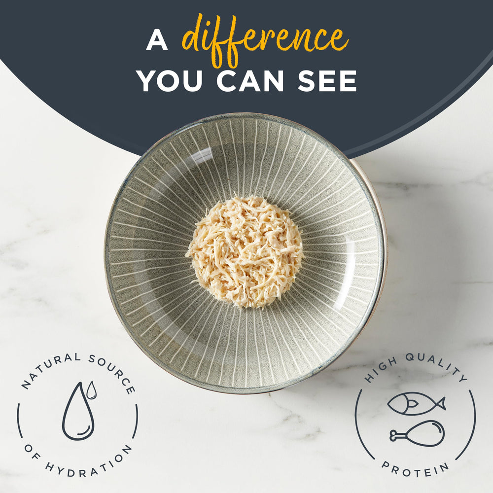 Reveal wet cat food real-chicken-breast-with-pumpkin-in-broth can—natural pumpkin texture and moisture.