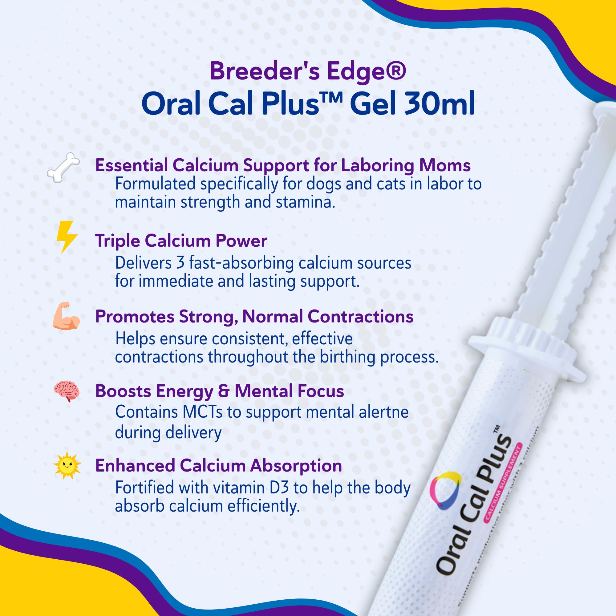 Revival Animal Health Breeder Edge Contraction Support illustrates aiding strong, normal contractions during labor