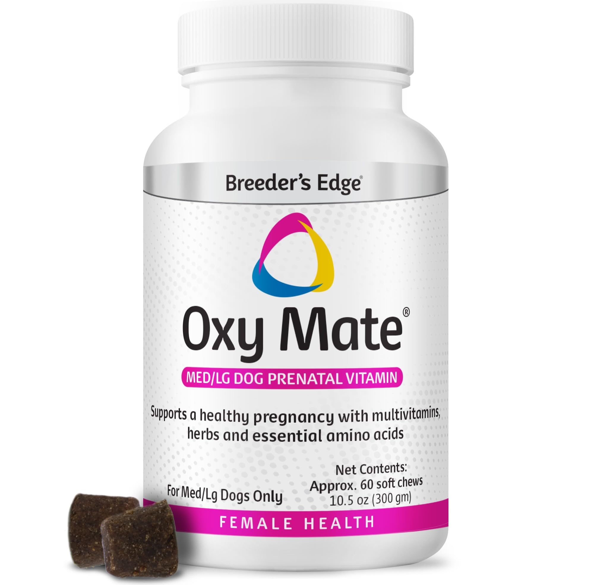 Revival Animal Health Breeder Edge Oxy Mate bottle promotes prenatal nutrition for moms.