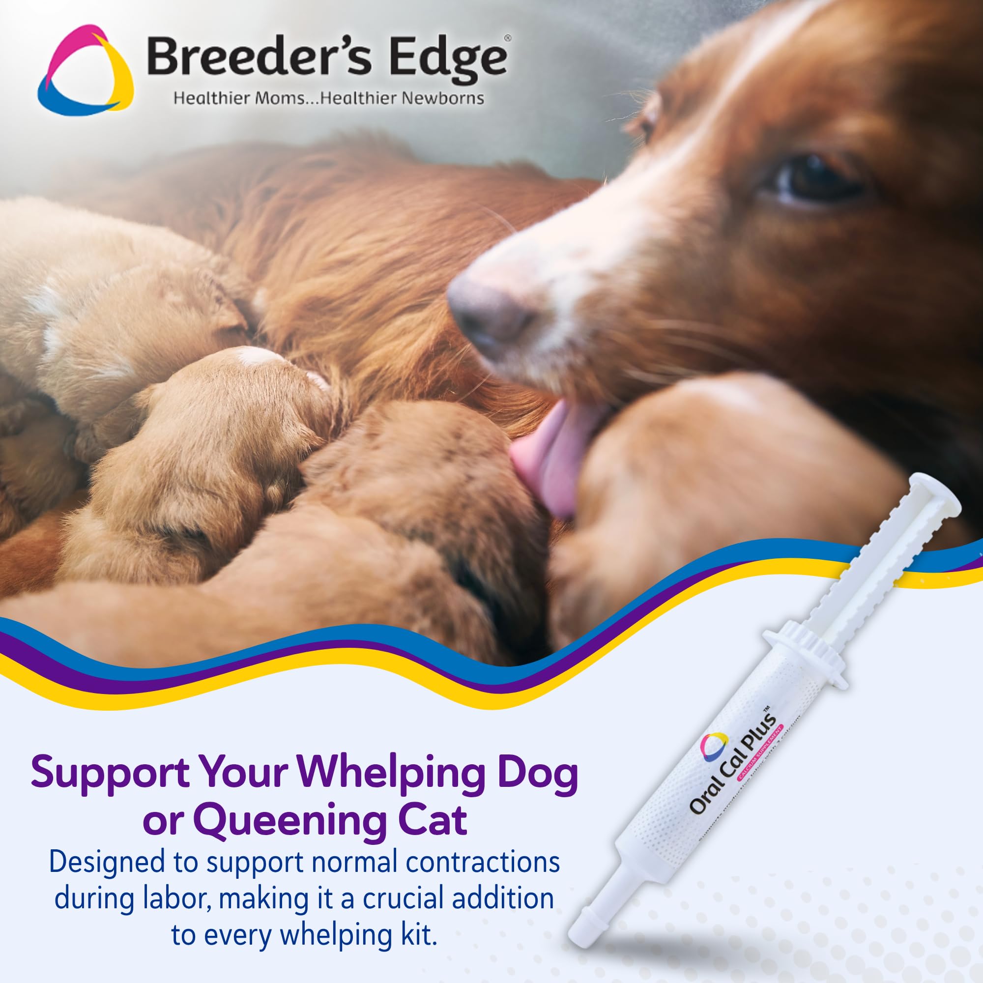 Revival Animal Health Breeder Edge Triple Calcium Sources diagram highlights balanced calcium support during labor