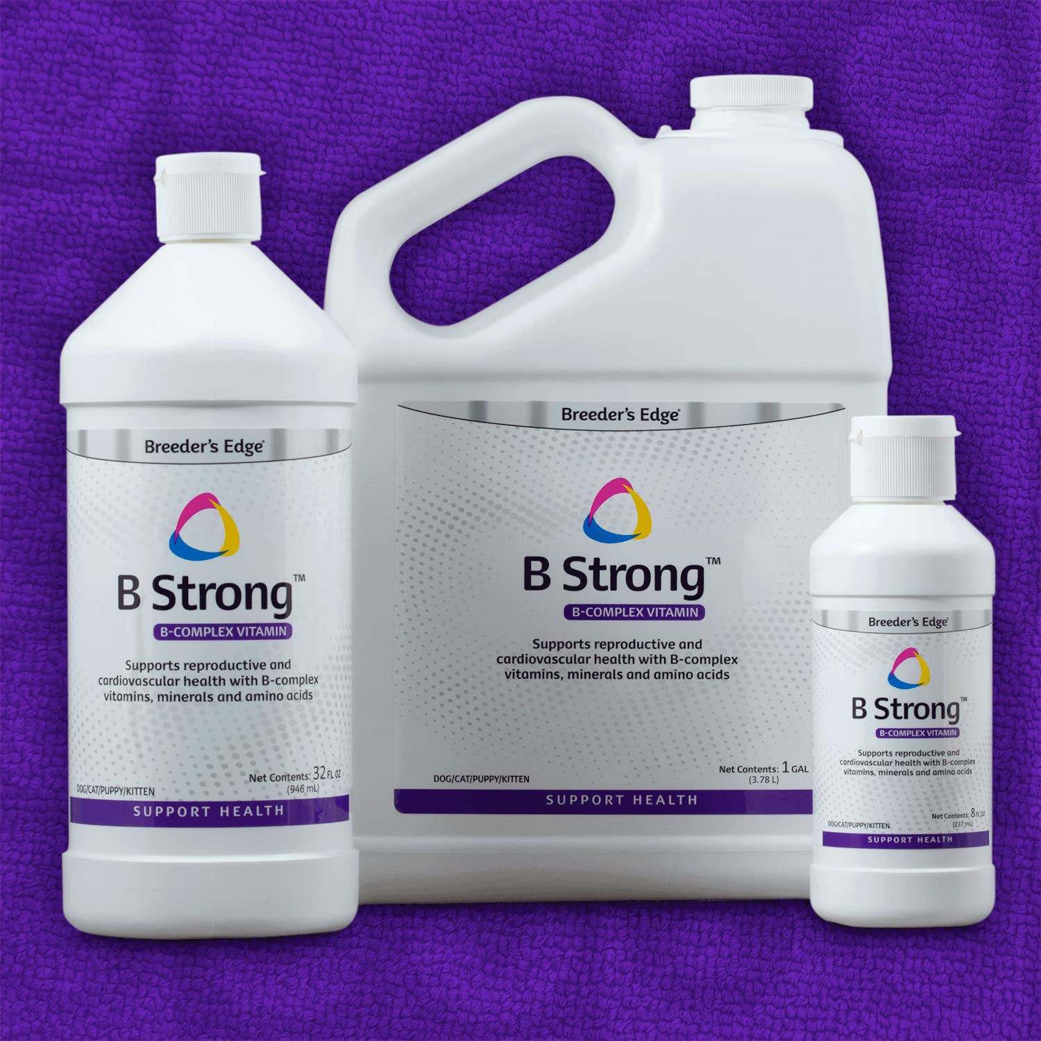 Dosing spoon with Breeder's Edge B Strong Liquid for easy pet administration