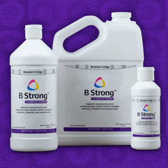 Dosing spoon with Breeder's Edge B Strong Liquid for easy pet administration