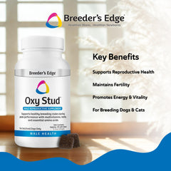 Revival Animal Health Breeder's Edge Oxy Stud label-back detailing ingredients and usage