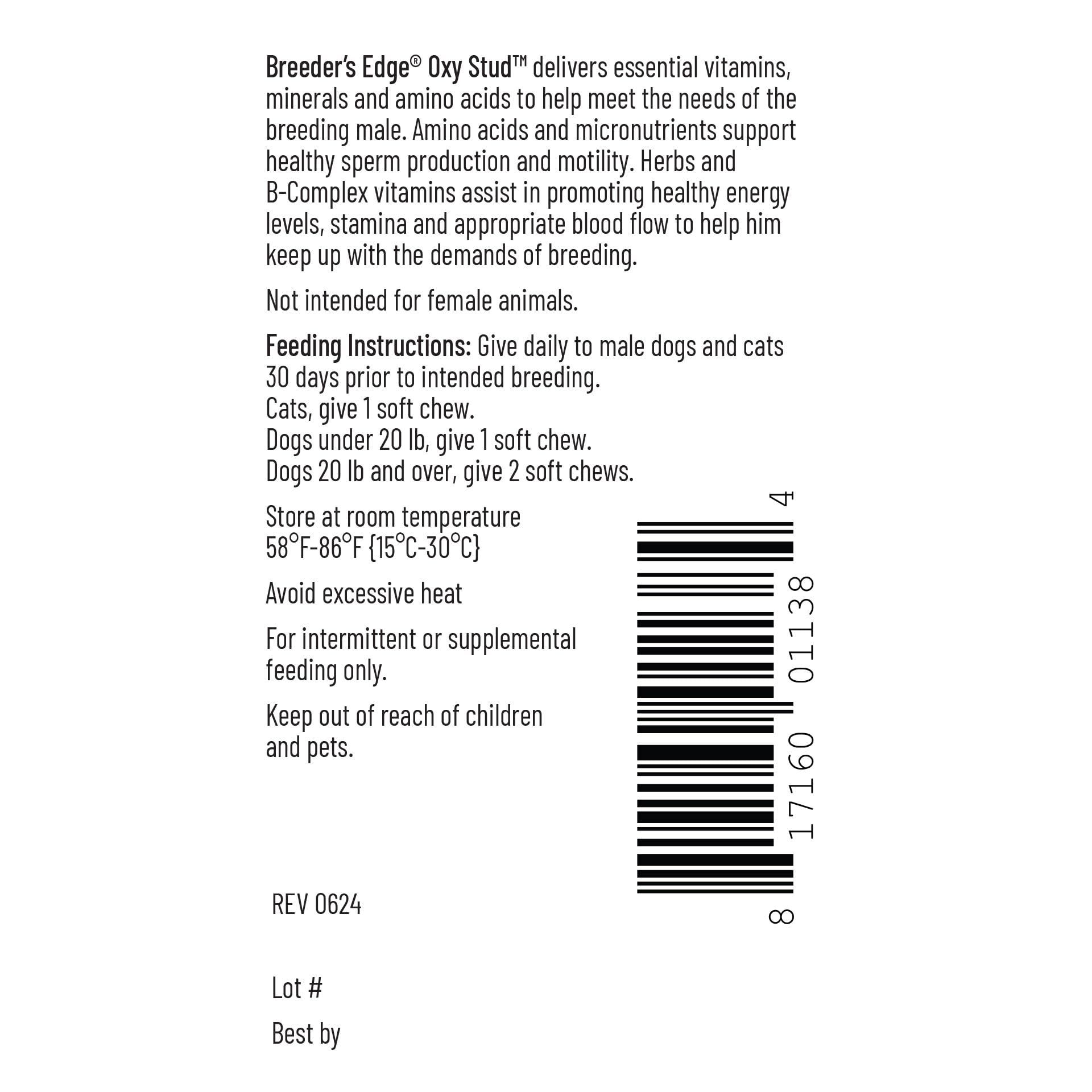 Revival Animal Health Breeder's Edge Oxy Stud packaged multivitamin on a counter