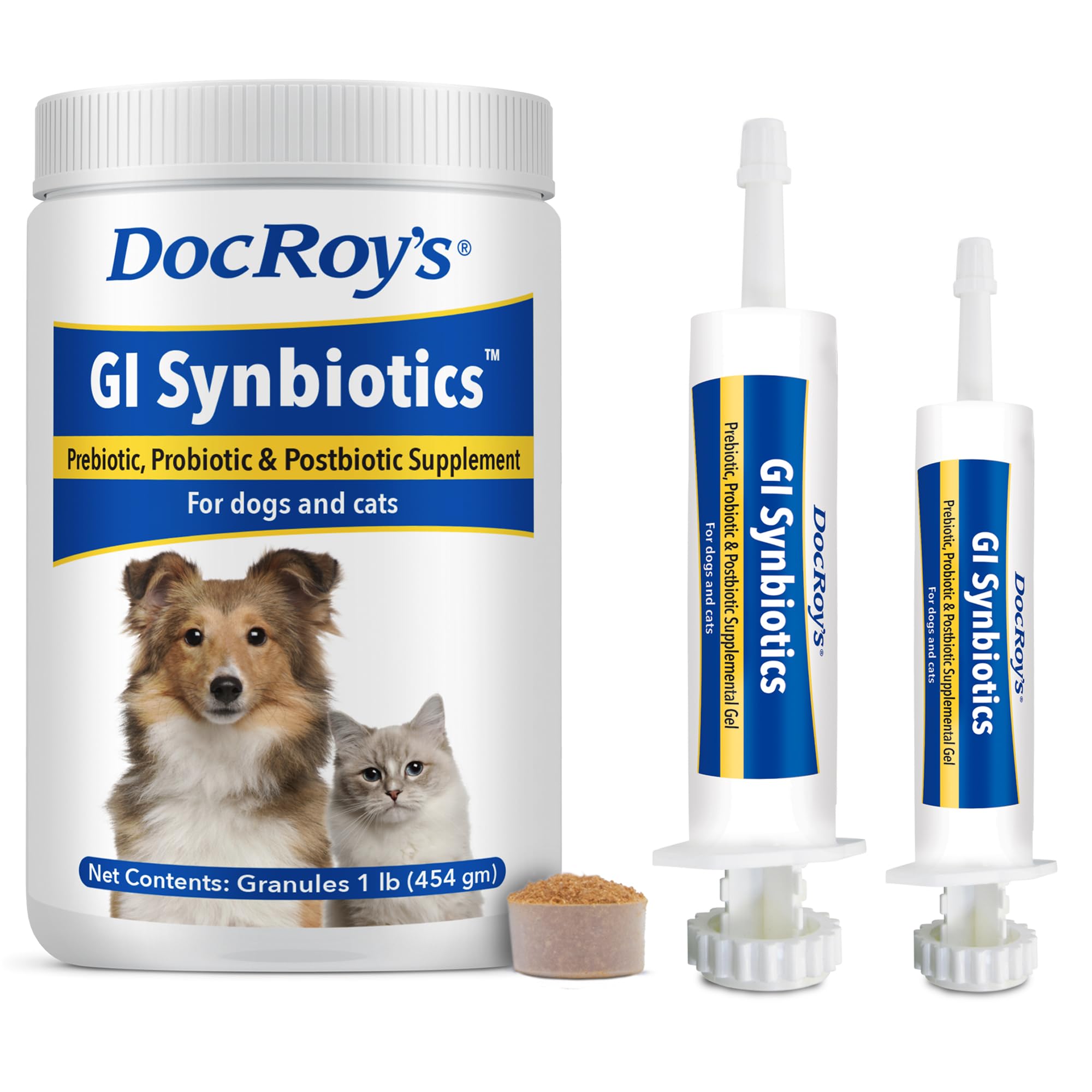 Chicken flavor hint of Doc Roy’s GI Synbiotics appeals to picky eaters