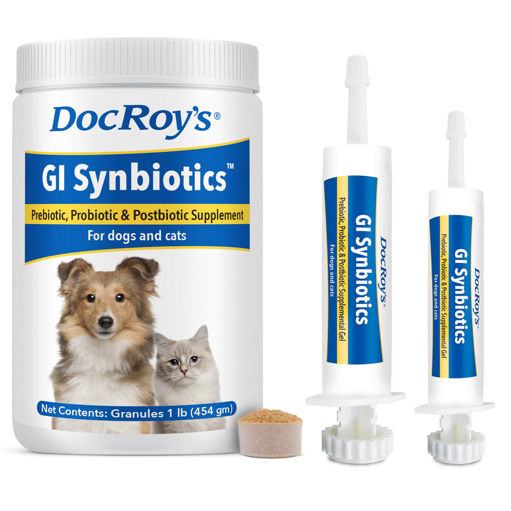 Chicken flavor hint of Doc Roy’s GI Synbiotics appeals to picky eaters