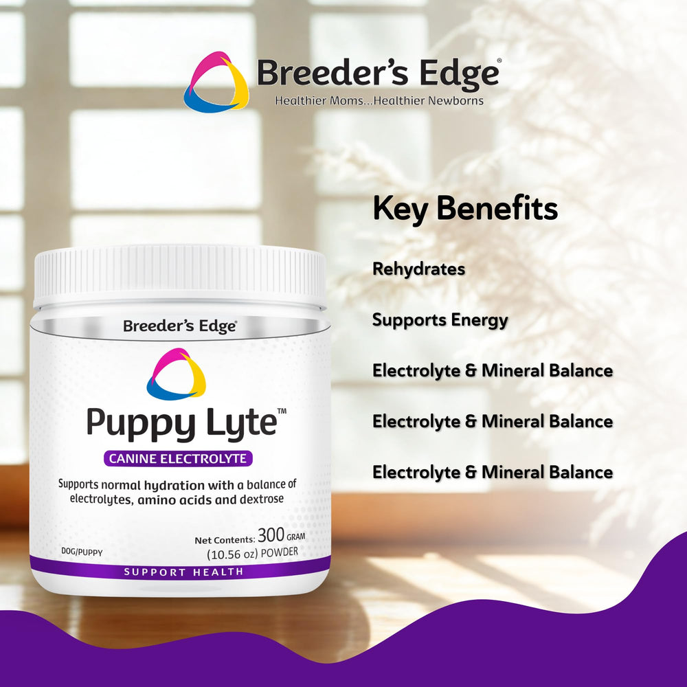 Revival Animal Health Puppy Lyte bottle beside dog drinking water for hydration