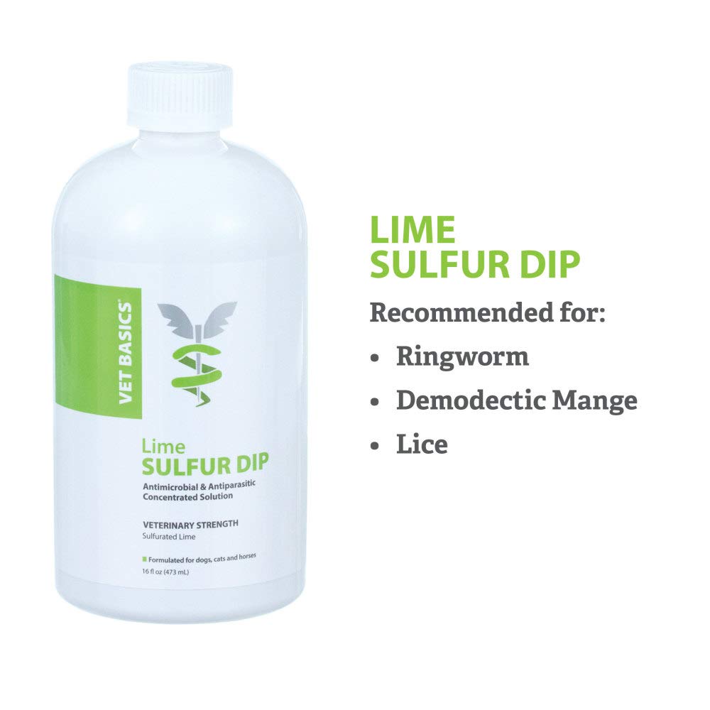 Revival Animal Health Vet Basics lime sulfur dip safety guidelines icon demonstrates proper use.