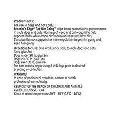 Revival Breeder's Edge Get Him Going liquid supplement close-up for energy