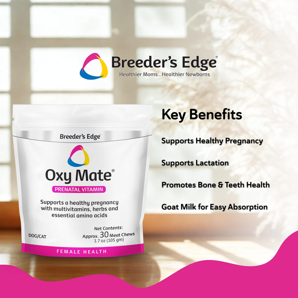 Revival Breeder's Edge Oxy Mate ingredient panel highlights iron and zinc.