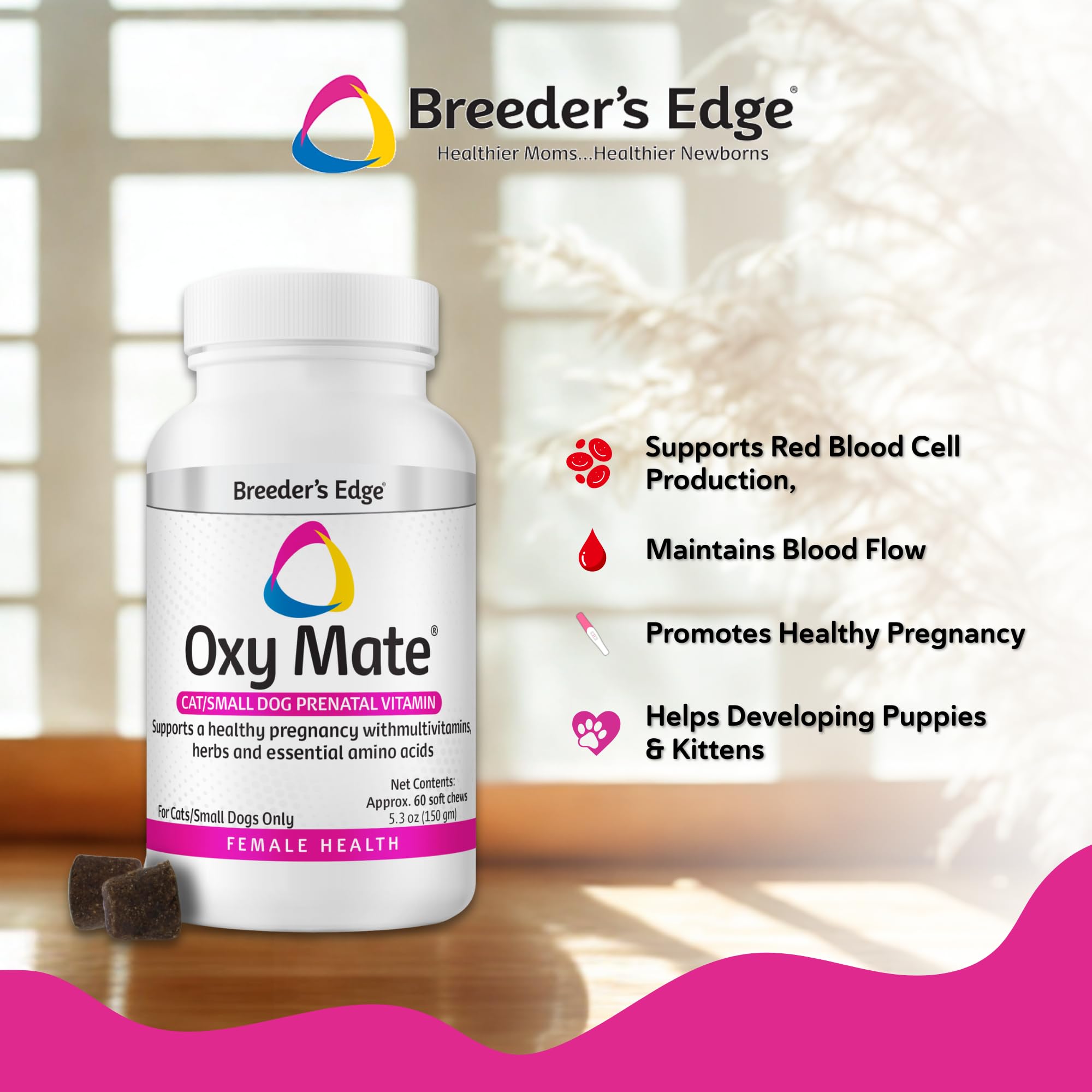 Label detail highlights iron, folic acid, zinc for healthy gestation support.