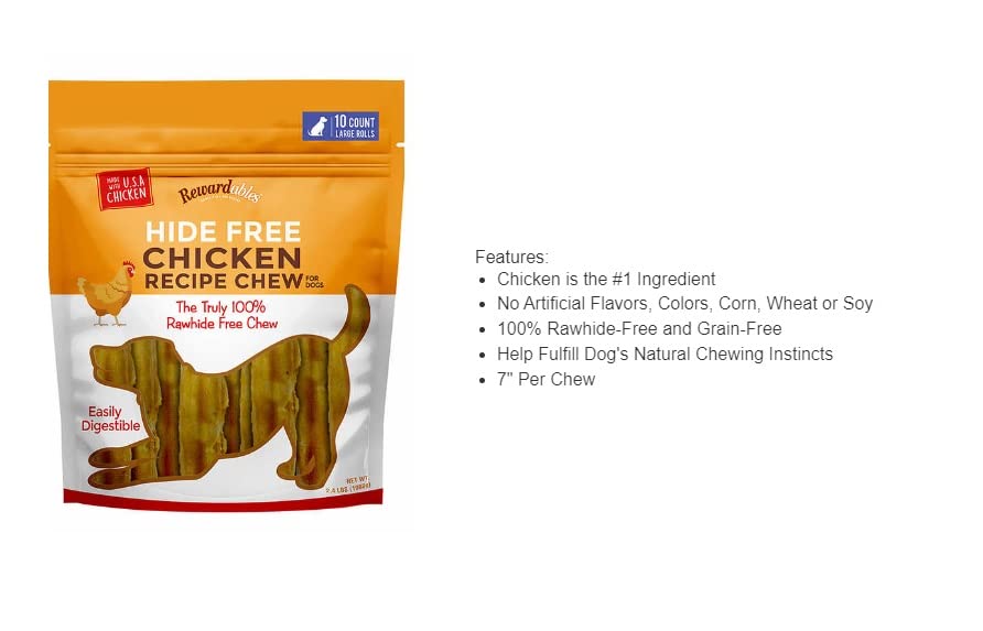 Rewardables Chicken Chew dog in action, grain-free treat satisfying chewing instinct.