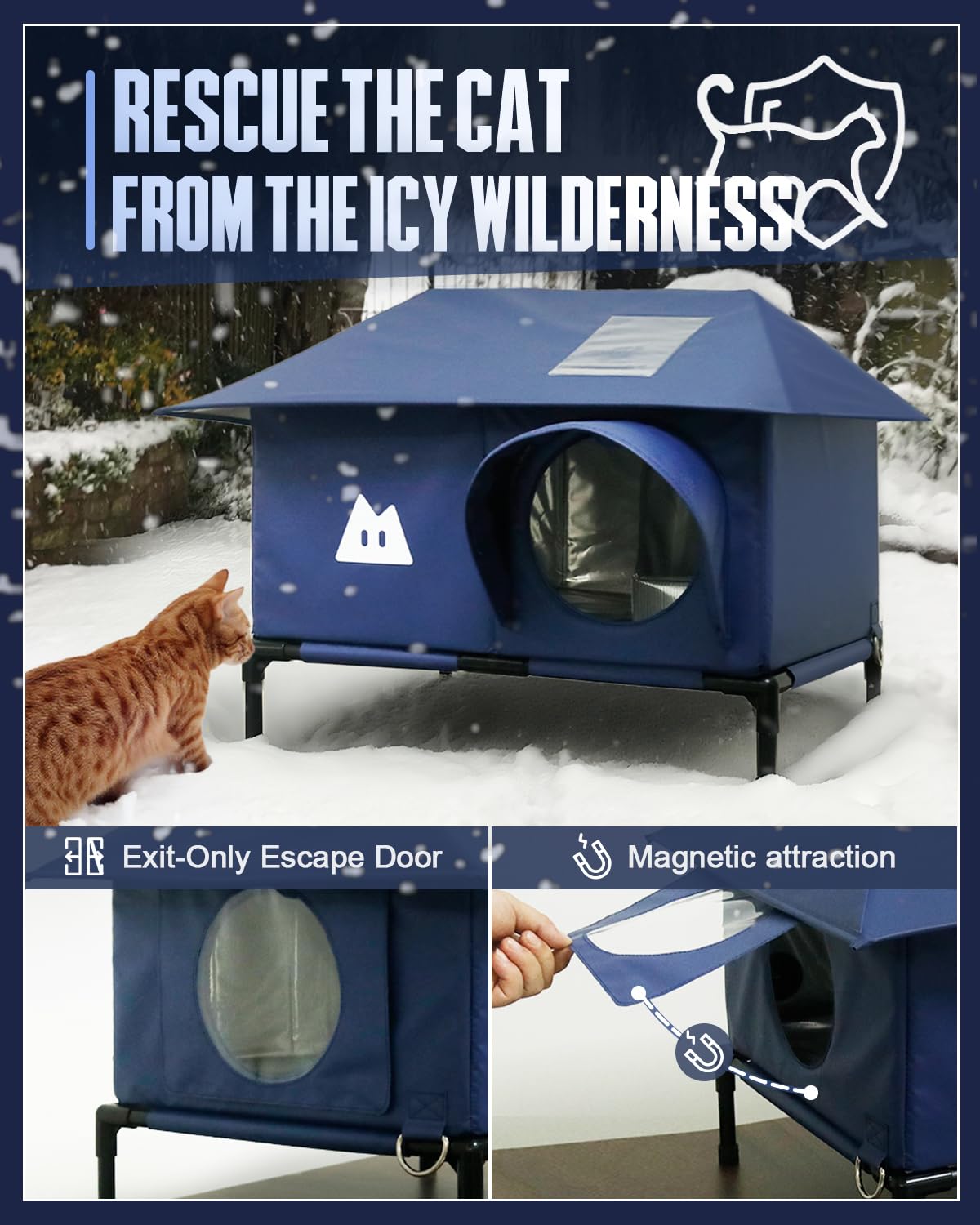 Rewarmle safety escape door close-up demonstrates predator-safe wind protection.