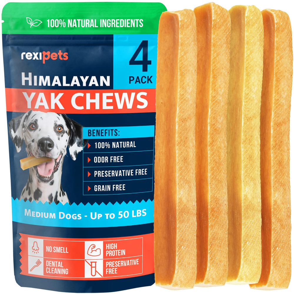 REXIPETS Himalayan yak chew for large dogs promotes dental care and long-lasting entertainment.