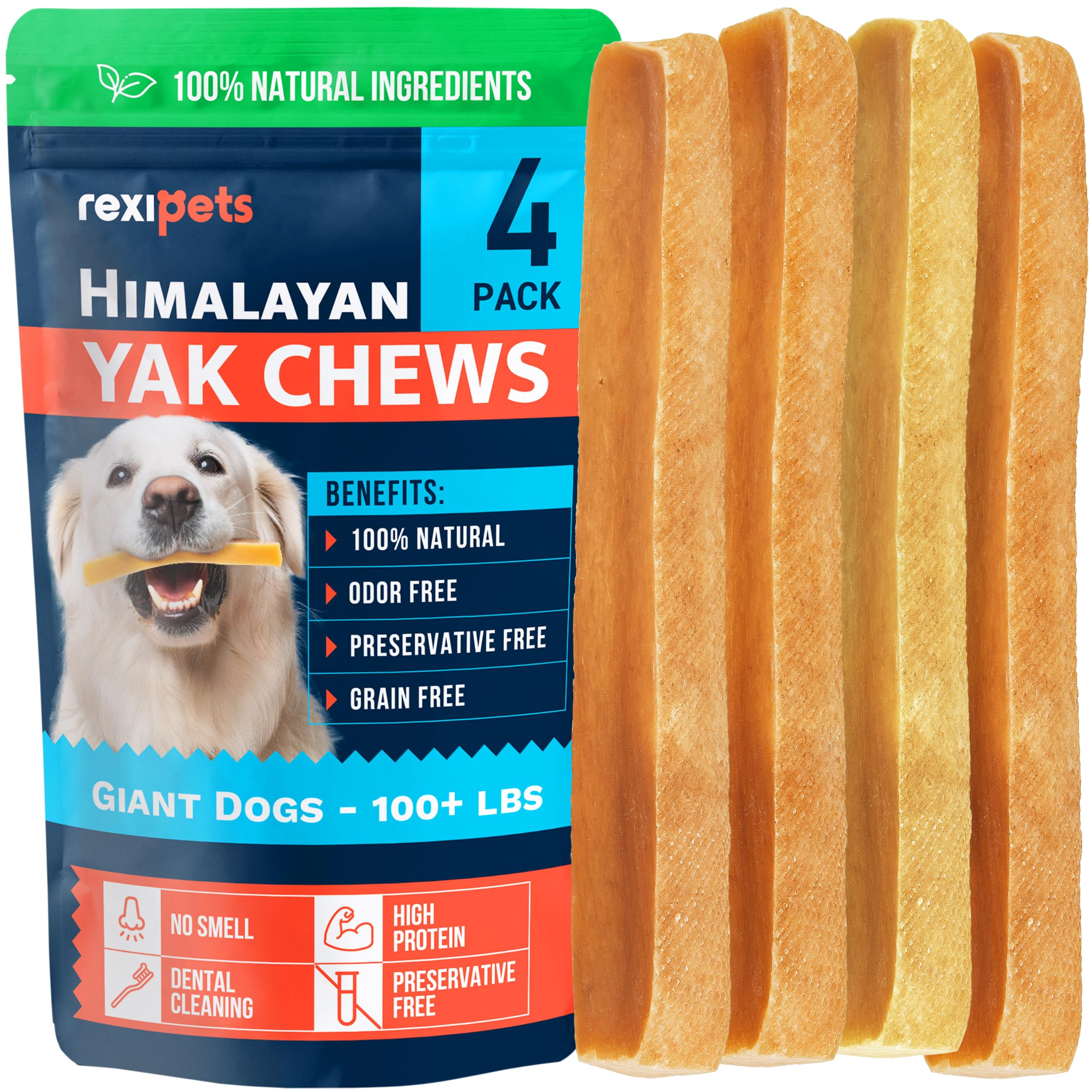 REXIPETS Himalayan yak chew for large dogs offers long-lasting entertainment and dental support.