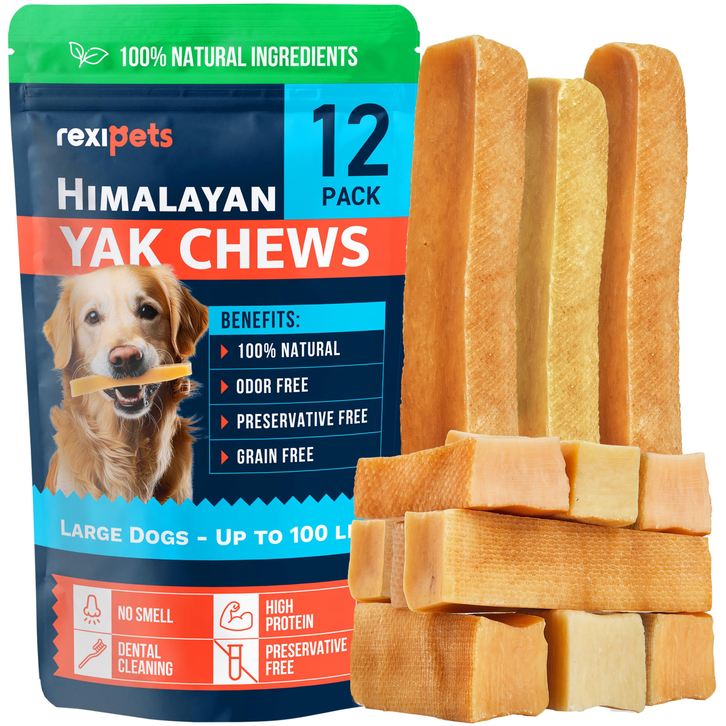REXIPETS yak-chews-large-dogs-himalayan-made durable, long-lasting chew for big breeds.