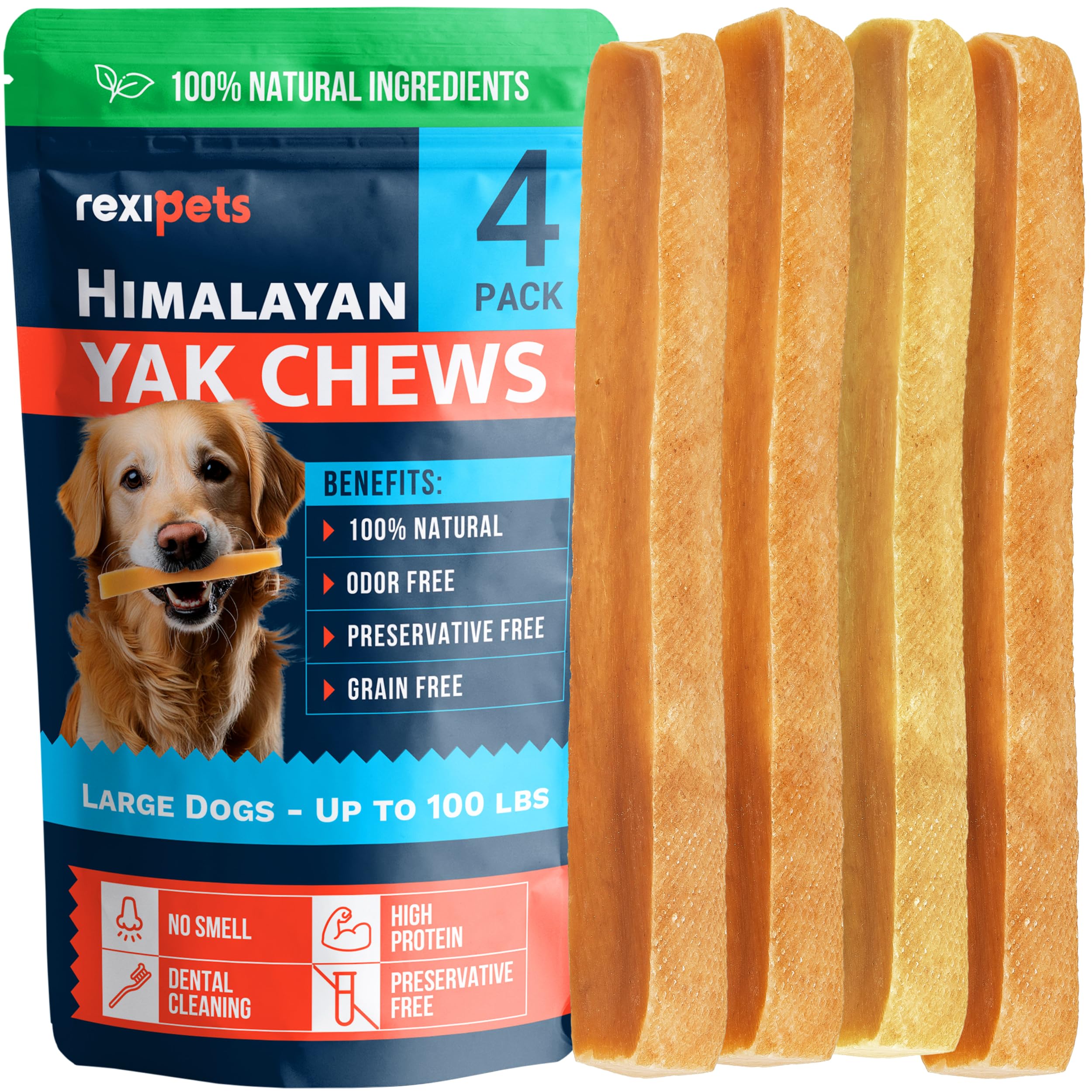 REXIPETS Yak Chews for Large Dogs deliver long-lasting entertainment and dental care