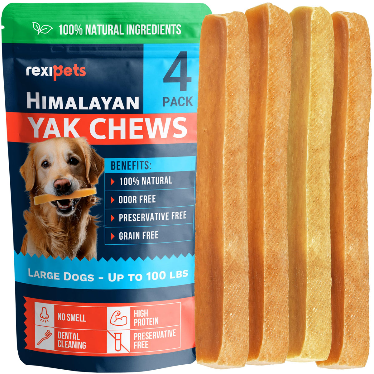 REXIPETS Yak Chews for Large Dogs deliver long-lasting entertainment and dental care