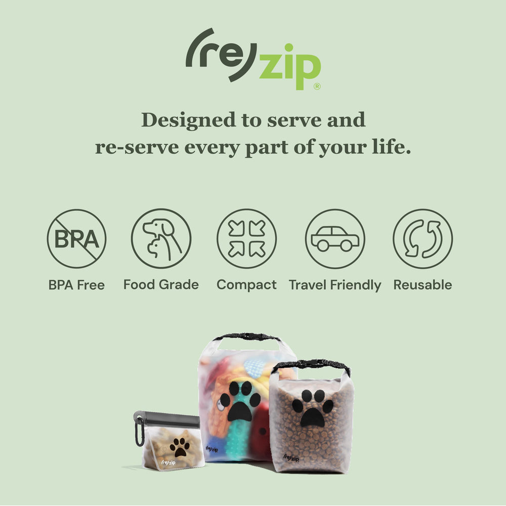 Rezip Pet On-The-Go Bags easy-cleanup shows hand-wash friendly materials after adventures.