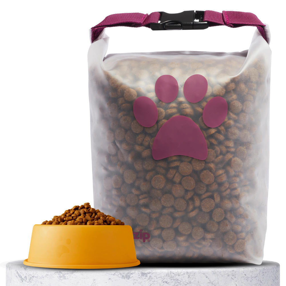 (re)zip Roll Top Pet Food Bag sealed airtight to keep kibble fresh.