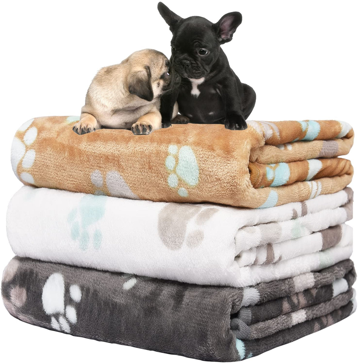 Rezutan small dog blankets 3-pack pack shot highlighting cozy warmth and calming comfort.