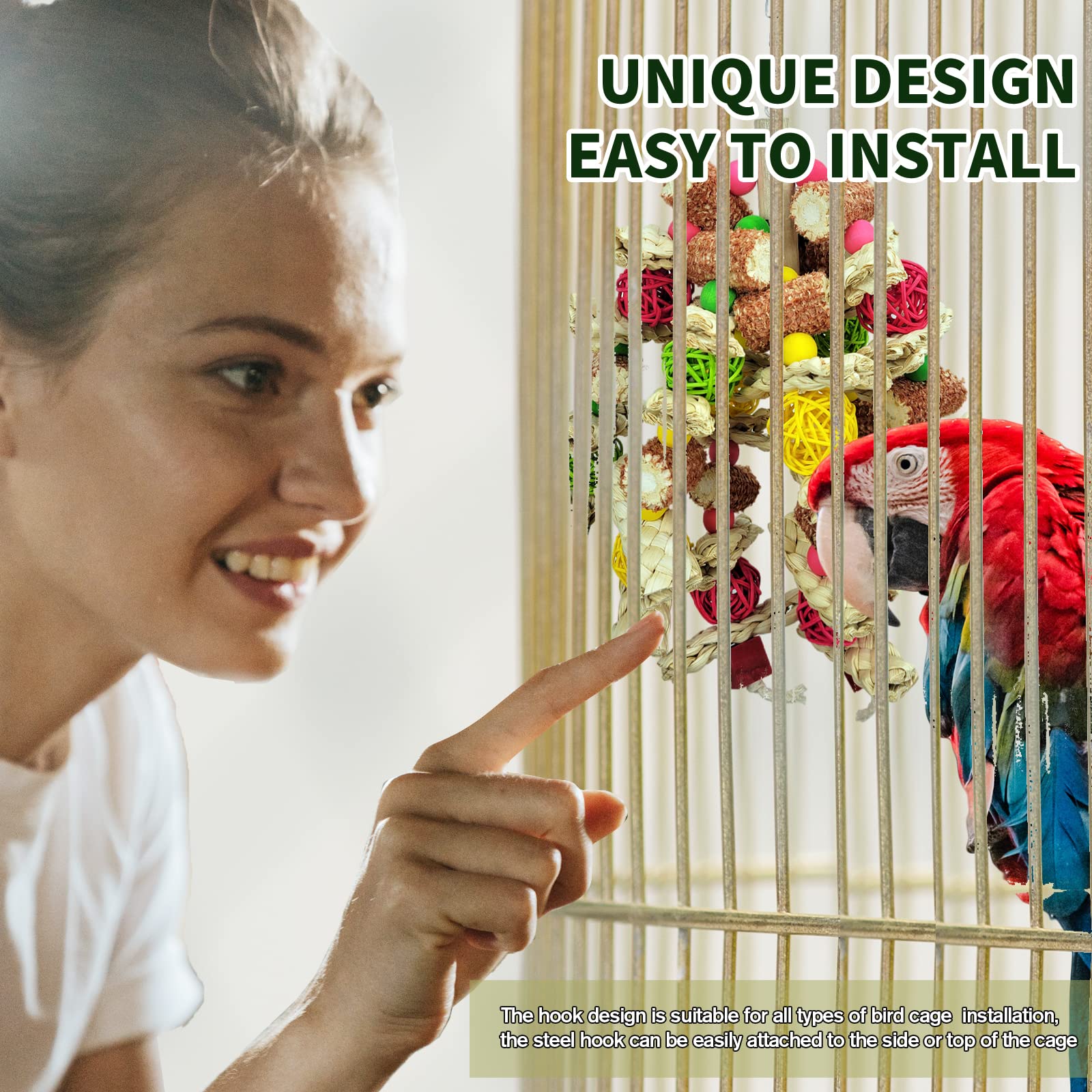 RF-X Cokliomc parrot toys handmade from natural materials with pet-safe dyes for safe play