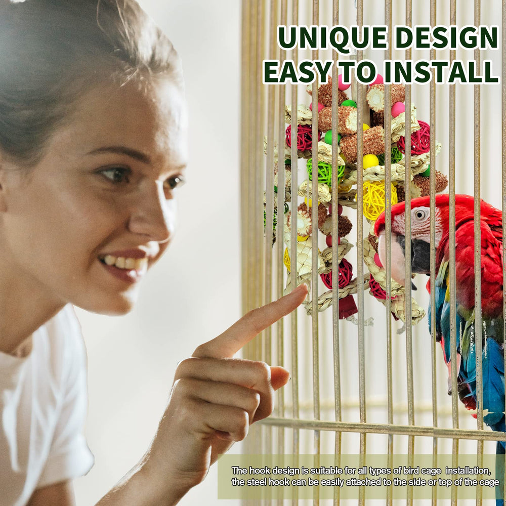 RF-X Cokliomc parrot toys handmade from natural materials with pet-safe dyes for safe play