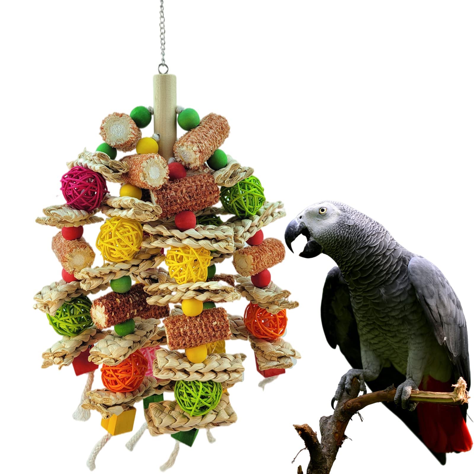 RF-X Cokliomc parrot toys natural-corncob chew toy for safe beak exercise