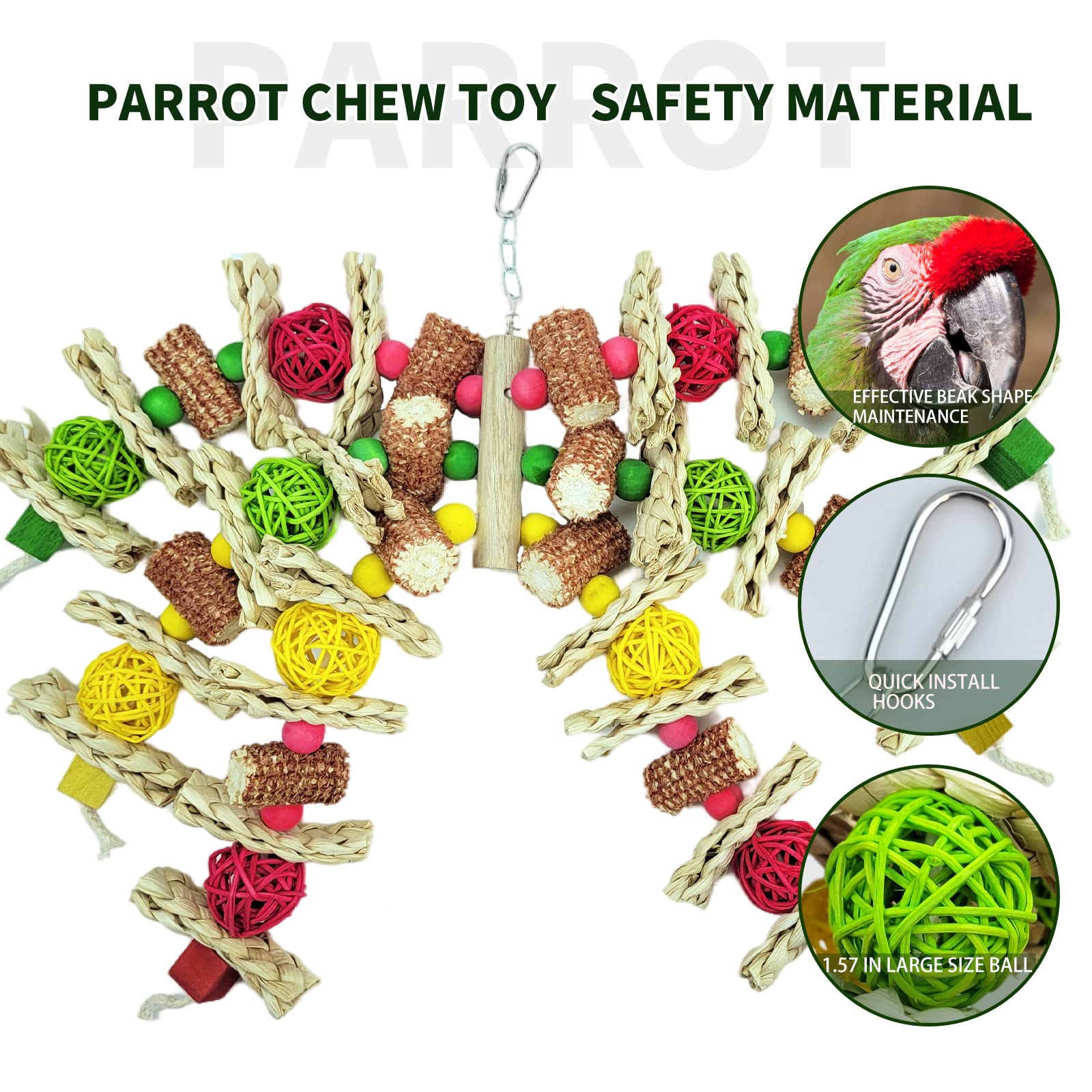 RF-X Cokliomc parrot toys rattan balls textures for engaging play and mind stimulation