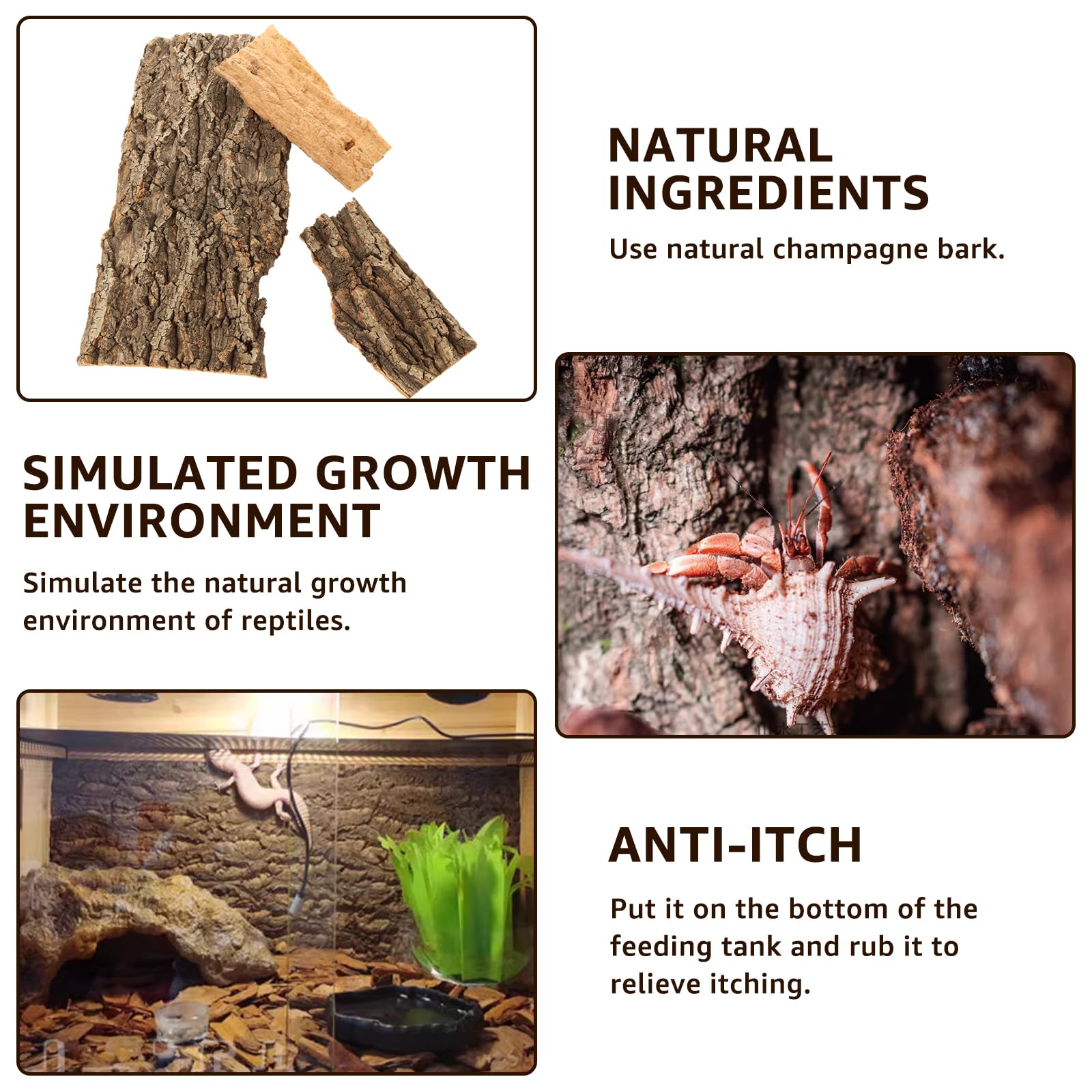 RHBLME cork bark 4-pack cut-to-size enables custom tank fits
