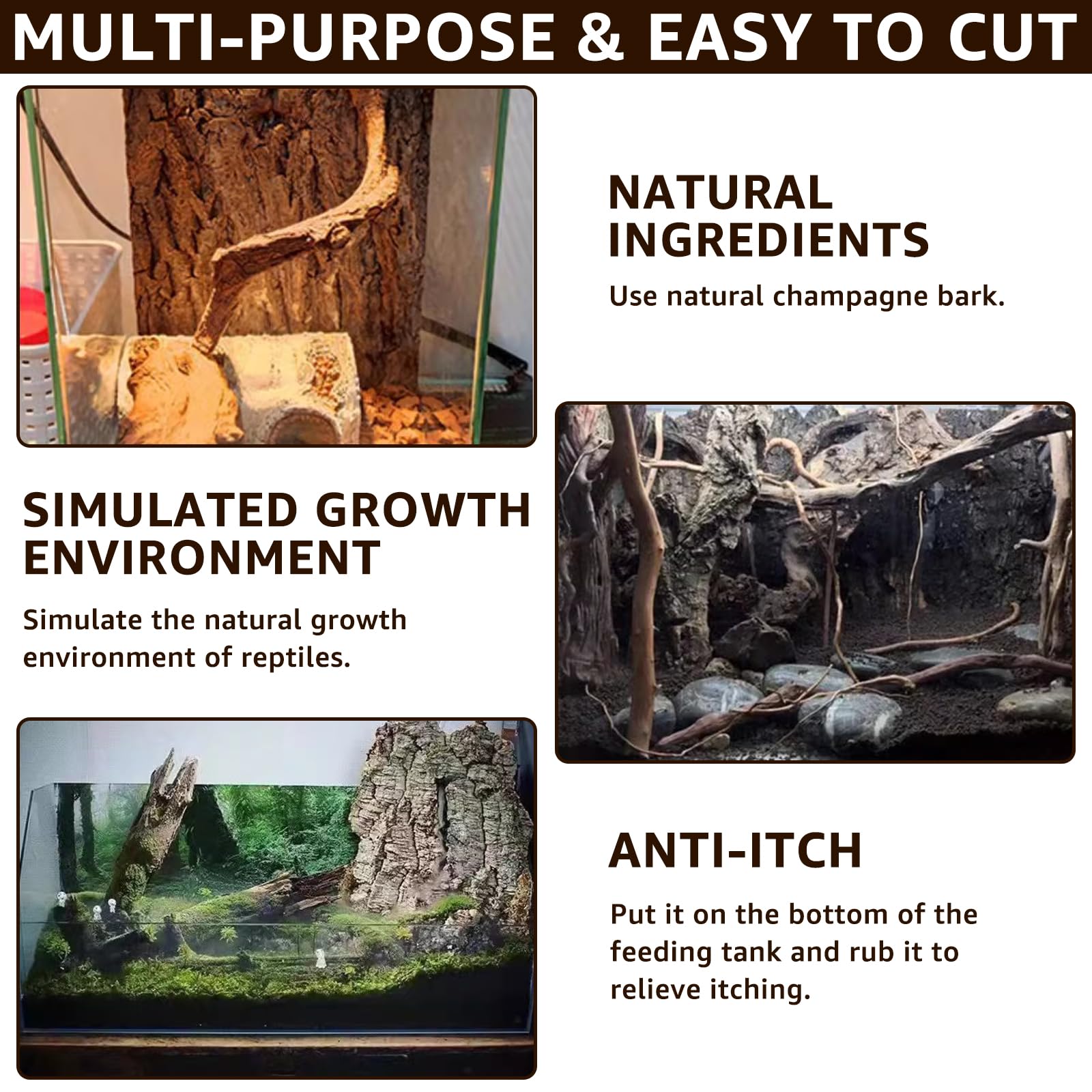 RHBLME cork bark 4-pack easy-clean surface simplifies maintenance