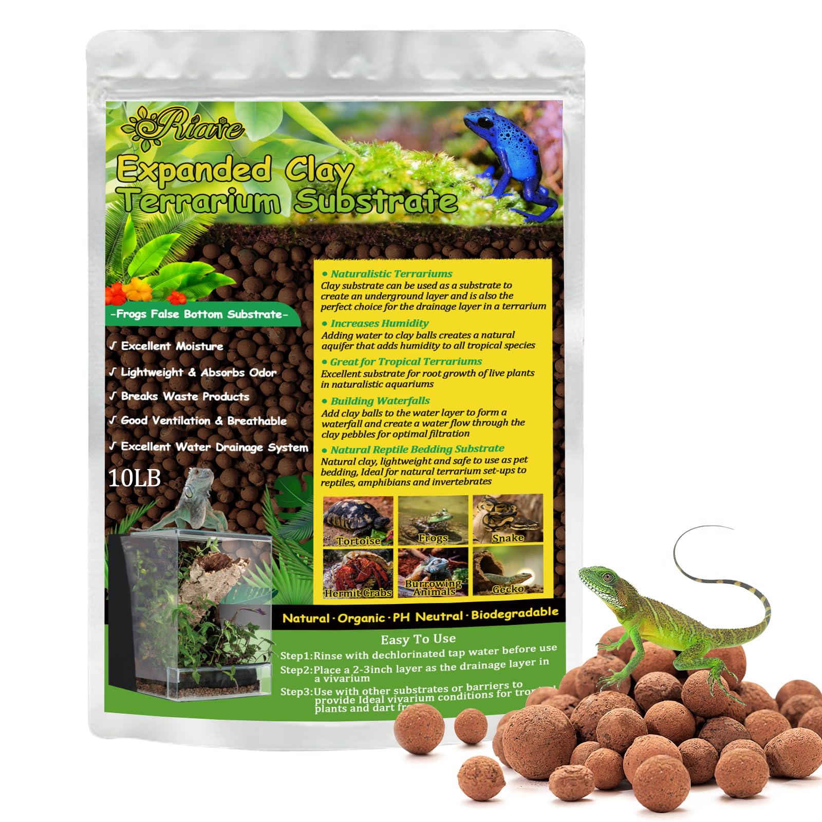Riare 10LBS expanded clay balls close-up show porous texture for drainage and moisture retention