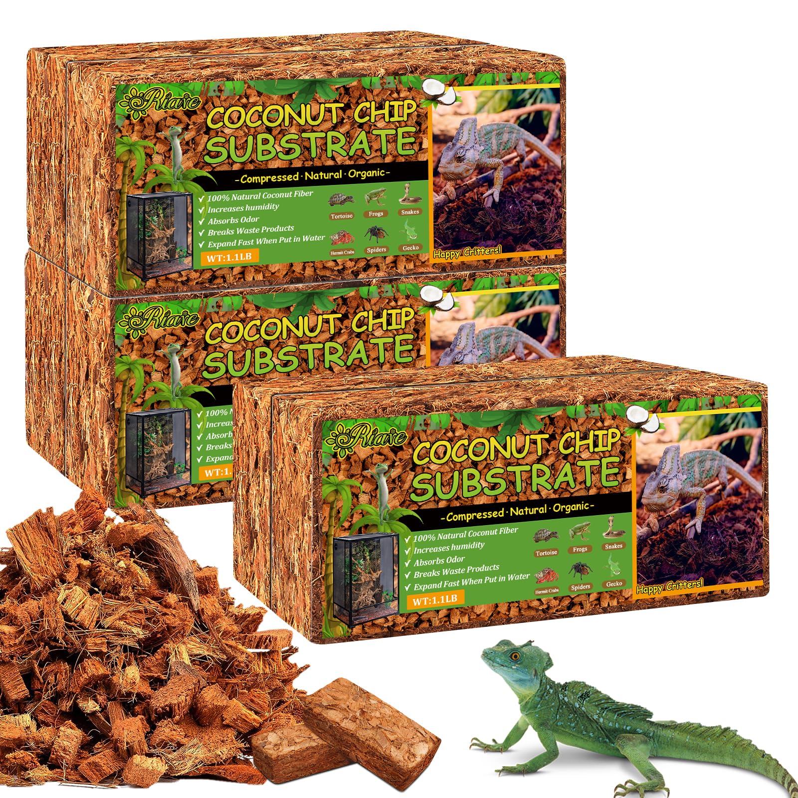 Riare 6-pack substrate pack bricks ready for reptile terrariums and burrowing.