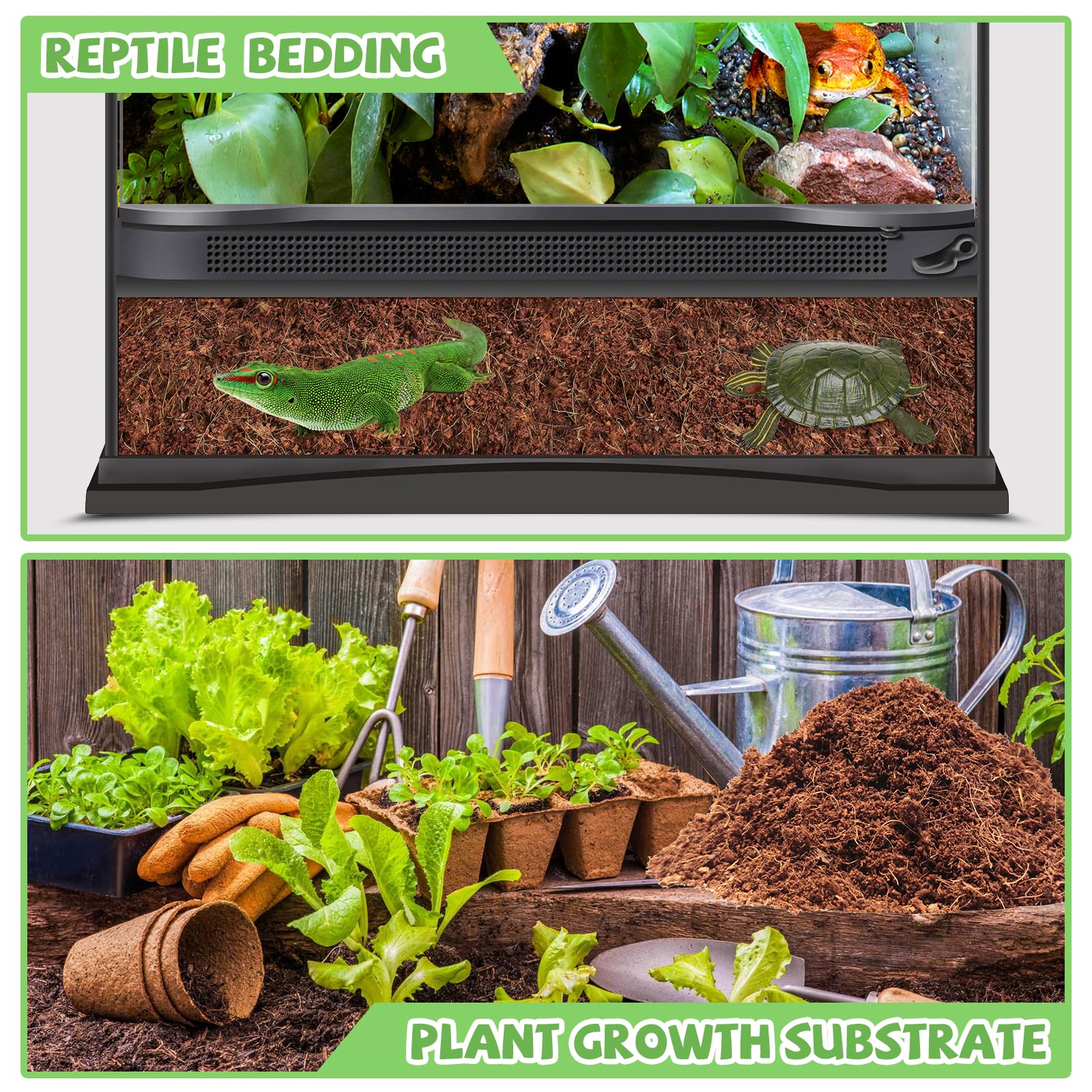 Riare easy-soak coconut brick turns into ready-to-use bedding.