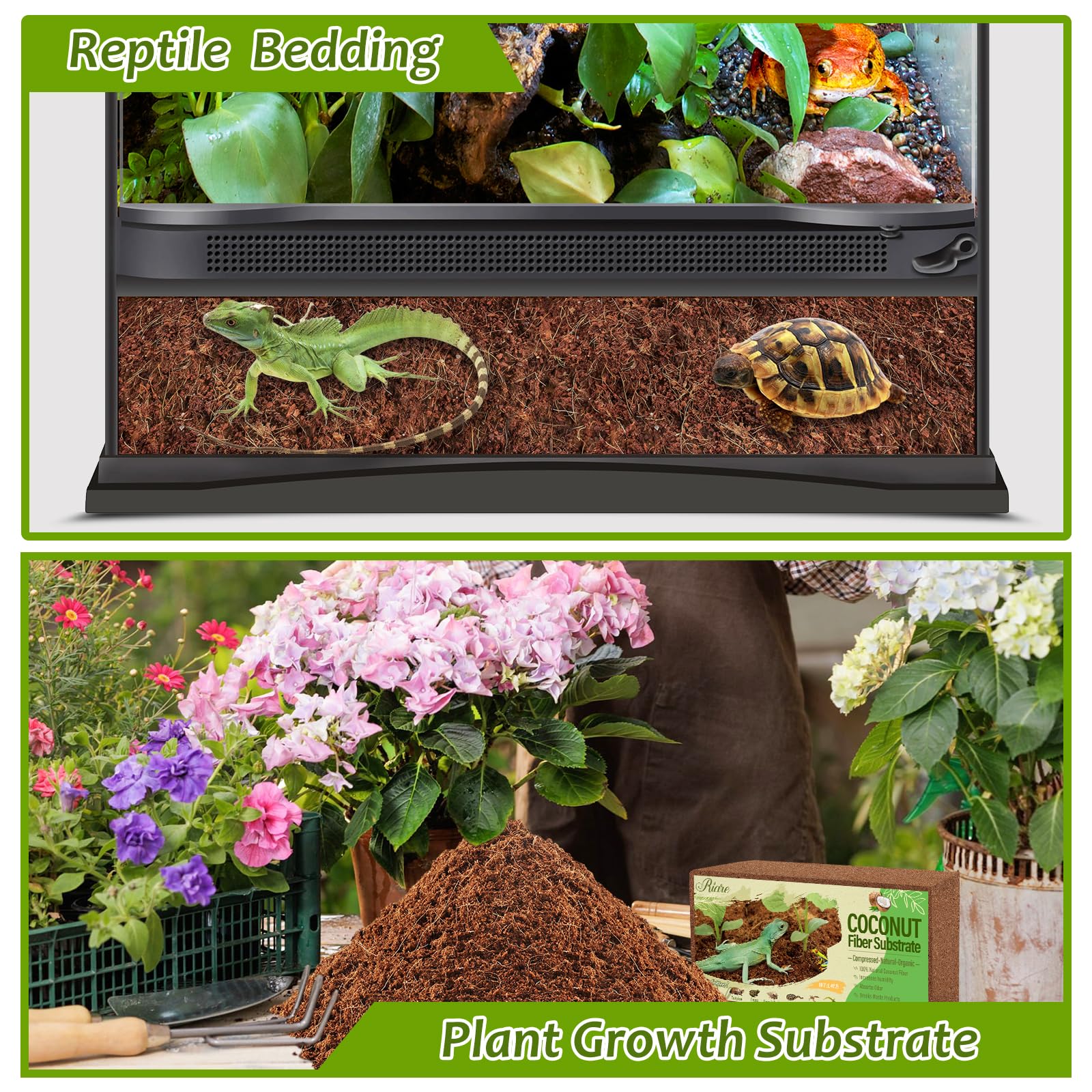 Riare universal substrate is soft and breathable for frogs, snakes, and hermits