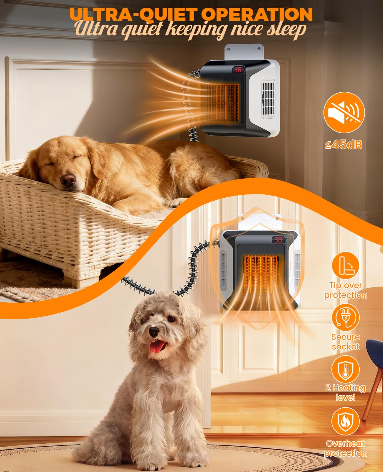 Ribgwo safety features illustrate safe overheat protection and chew resistance.